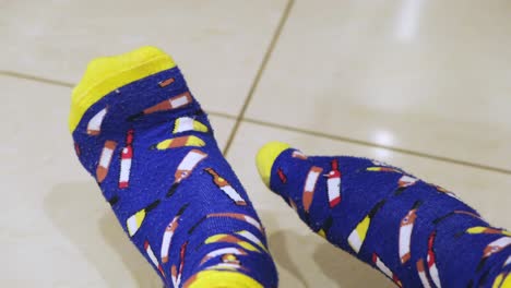 person wearing patterned socks