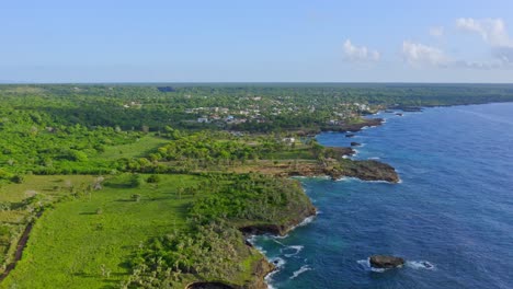 Flying-over-Boca-de-Yuma-jagged-coastline-in-Dominican-Republic