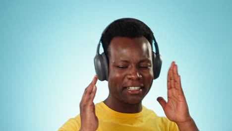 happy black man, headphones