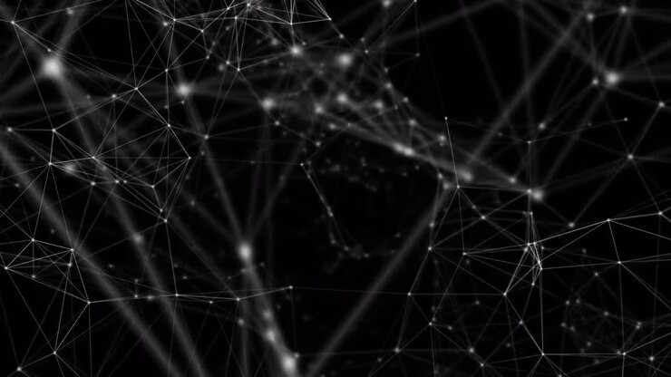 Animazione di una rete di connessioni su sfondo nero