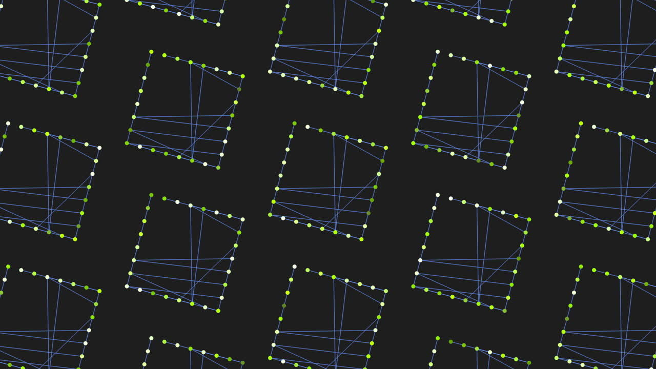 검은색 배경에 있는 초록색 선의 복잡한 그리드는 놀라운 미니멀리즘 예술 작품을 만니다.