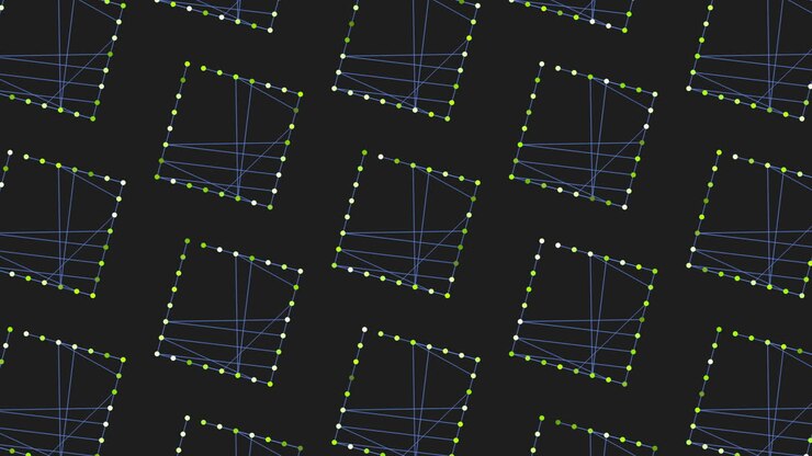 Una griglia intricata di linee verdi su sfondo nero crea un'opera d'arte minimalista mozzafiato
