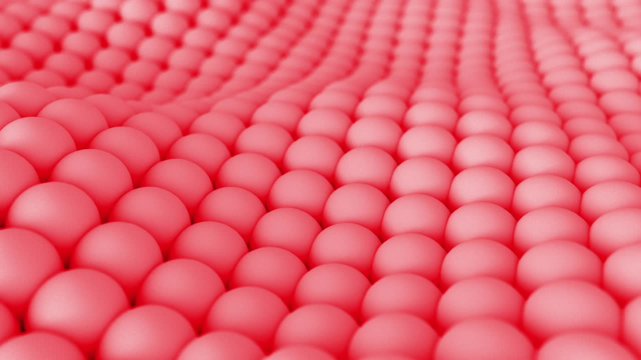 3d textura abstracta bolas rojas ondas formas de fondo. animación de renderización por computadora de bucle 4k.