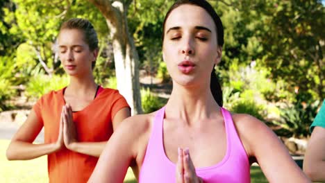 Women-performing-yoga-in-park