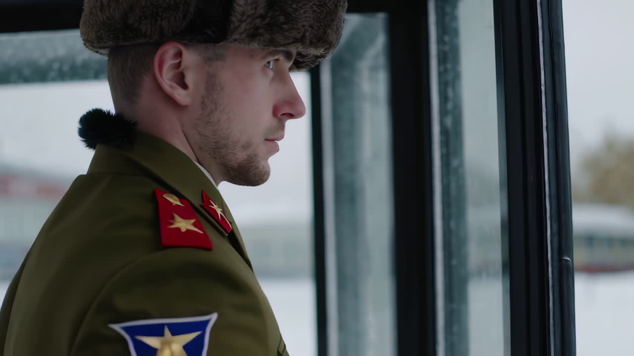 Soldier in winter uniform