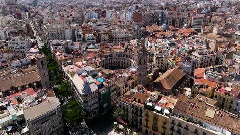 view of valencia historical center in spain at daytime - aerial drone shot