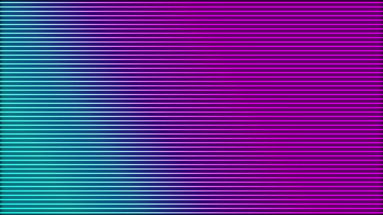 animación de líneas horizontales brillantes de neón de rosa a azul sobre fondo negro