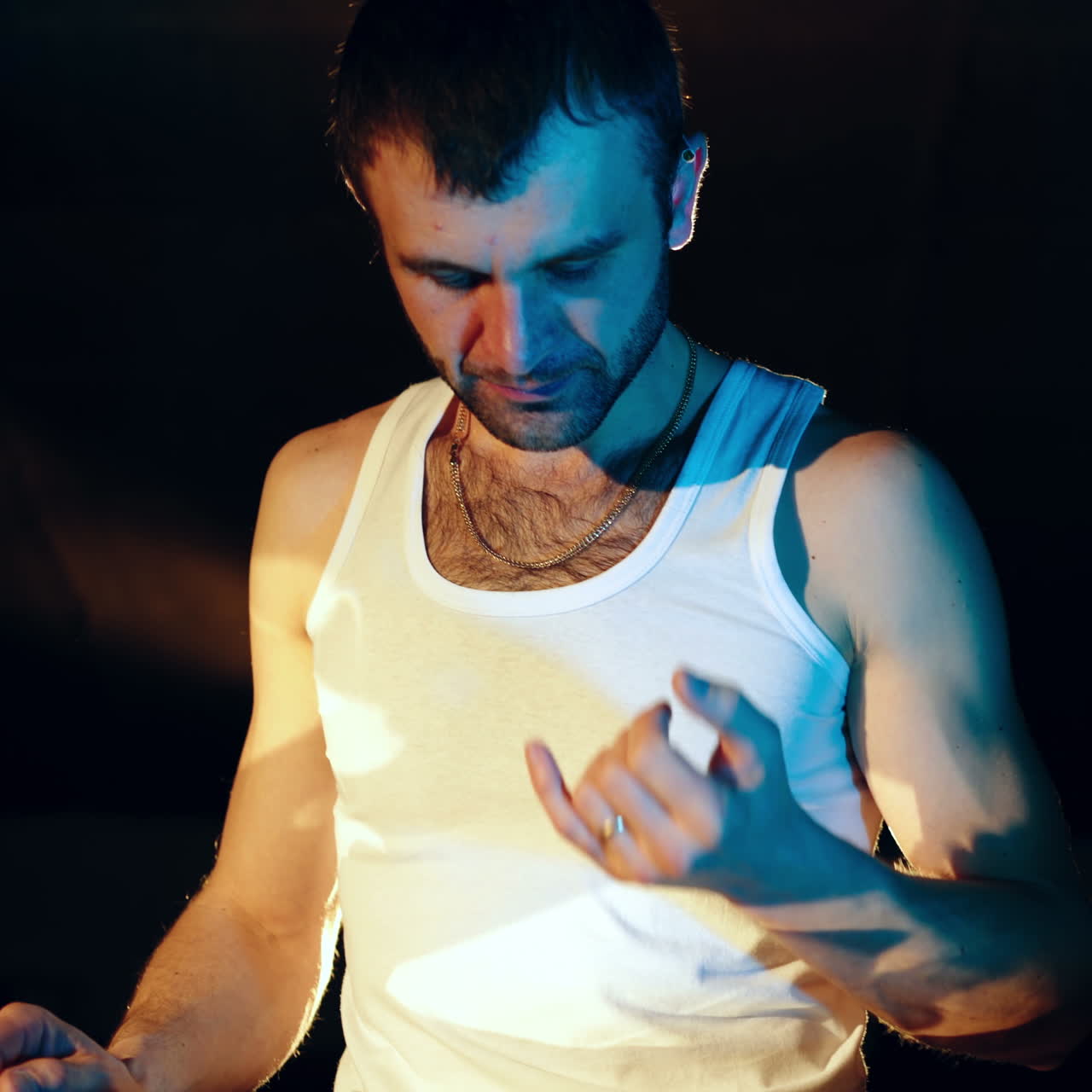 Drug dealer checks the quality of drugs. Abuse of drugs. Criminal Business Square video