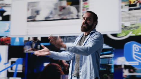 content creator delivering a live presentation engaging an online audience