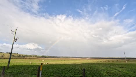 a rainbow appears over a scenic landscape