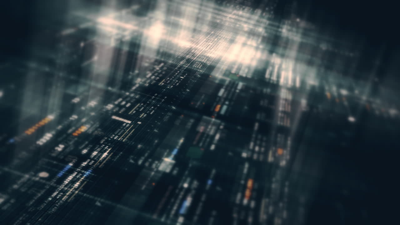 Futuristic screen display matrix, hi-tech digital data telemetry with encrypted numbers, display dynamic background for computer desktop screen display format