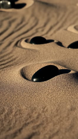 zen garden with black stones