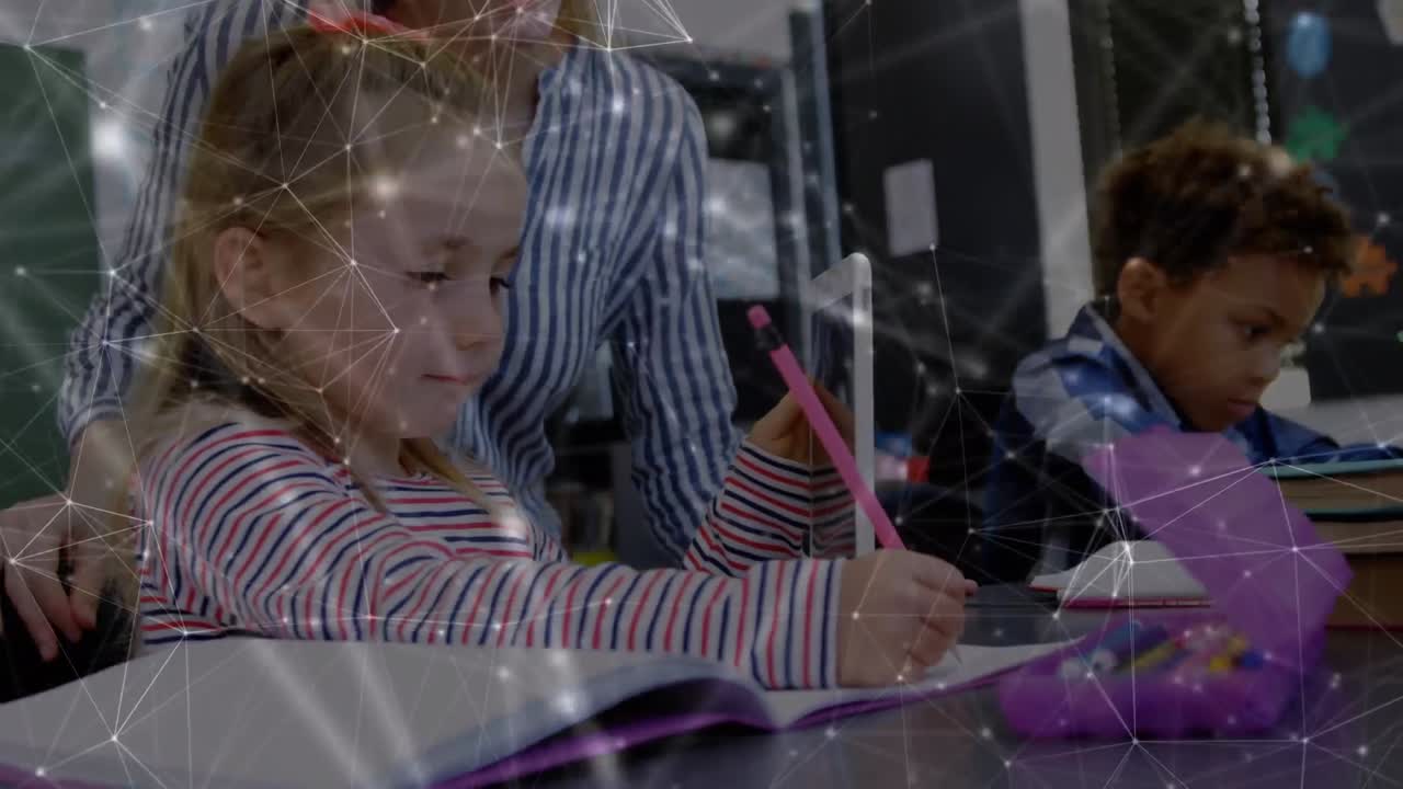 animación de la red de conexiones entre maestros y escolares