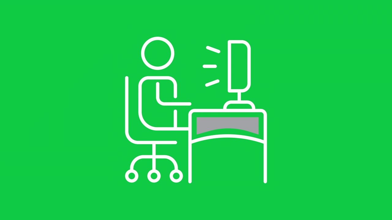 Animated Line Icon of a Person Working at a Computer