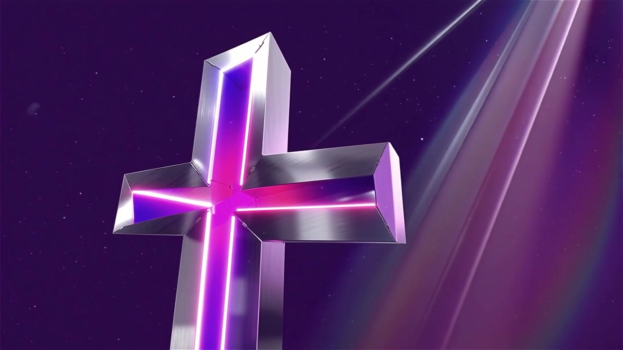 Croce Cristiana Luce Celestiale Sfondo per il Culto.