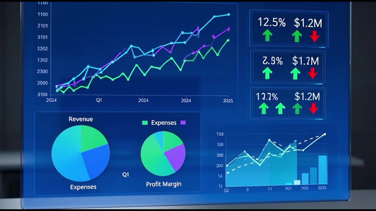 Digitalt finansielt dashboard, der viser markedsdata i realtid