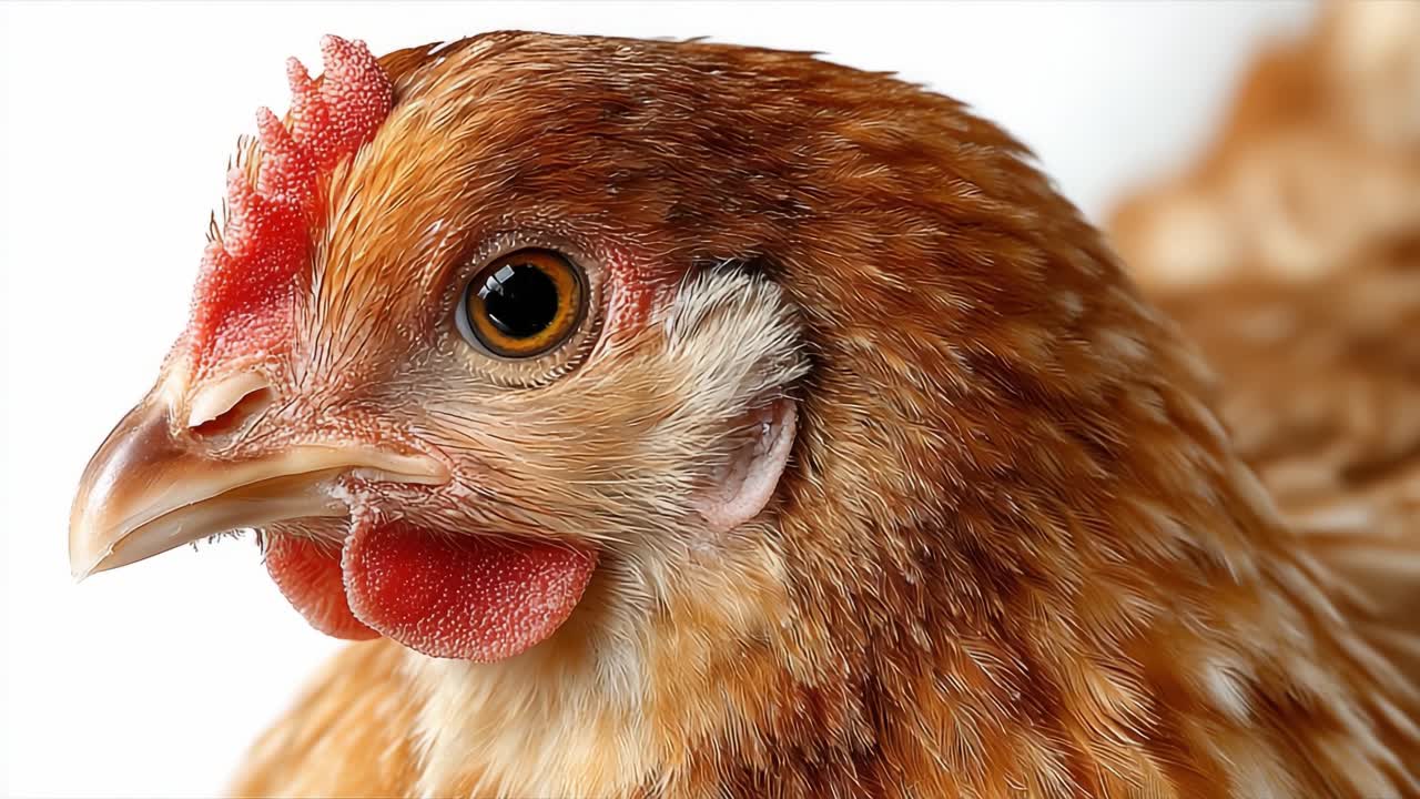 Una Vista de Primer Plano de una Hermosa Gallina Mostrando sus Plumas Detalladas y Rasgos Distintivos, Capturada con Impresionante Claridad y Color