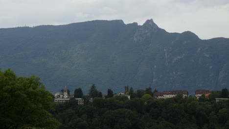 Panoramic-of-Aix-les-Bains-French-alpine-countryside-mountain-forest-landscape