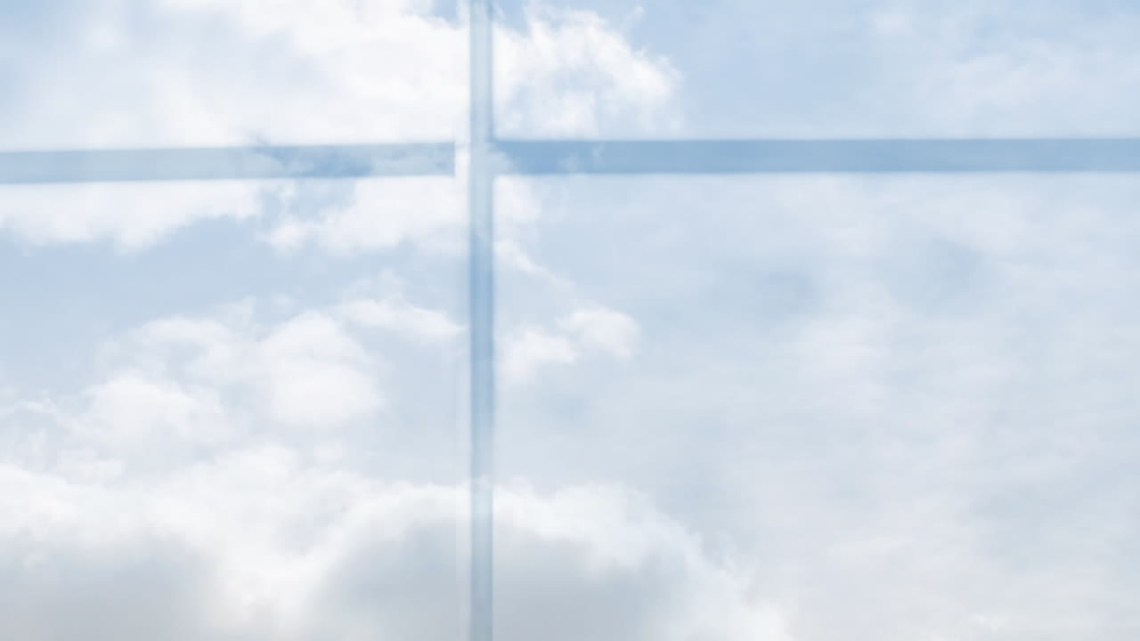 파란 하늘에 창문과 구름의 애니메이션