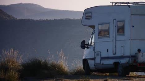 camper rv in mountain nature, spain.