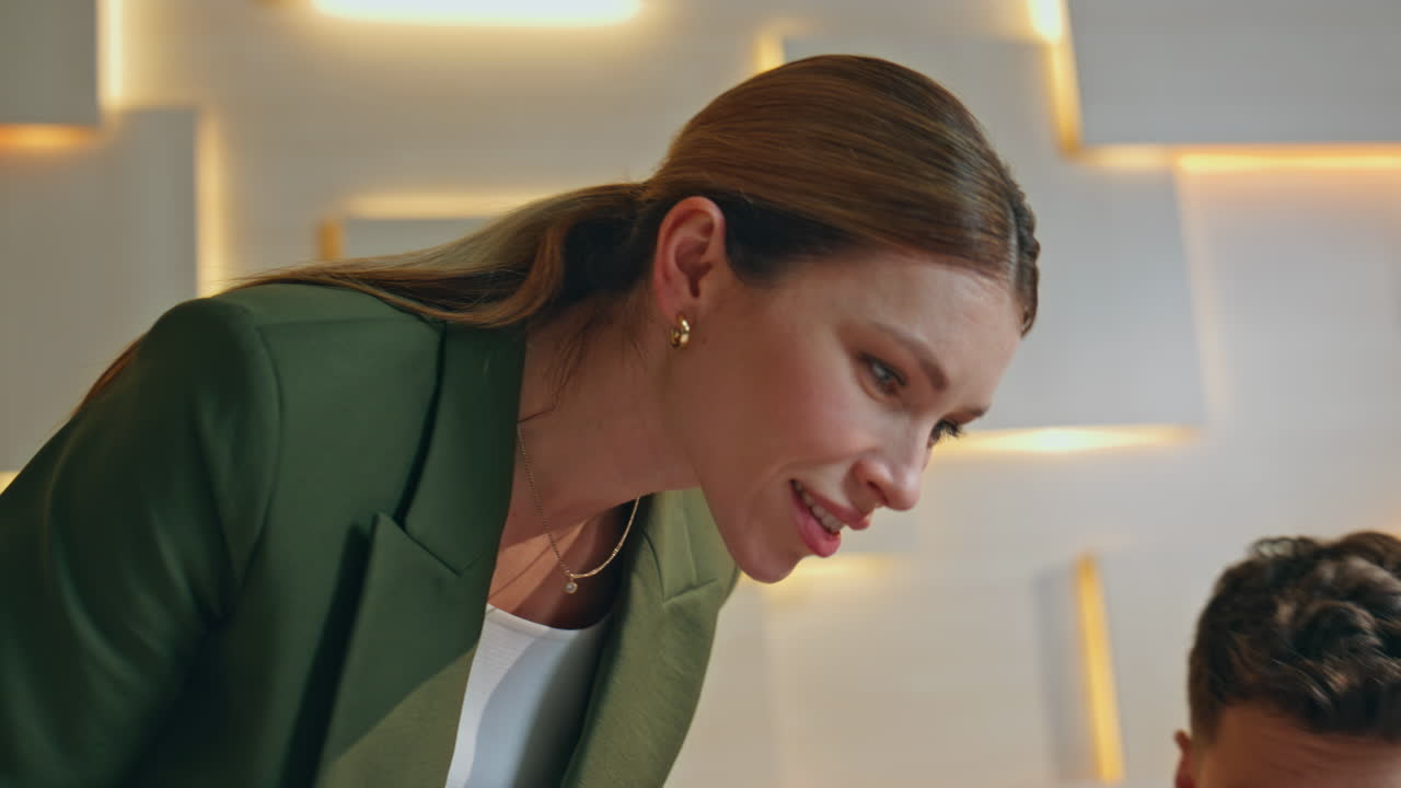 Colleagues architects planning construction project in office workplace close up