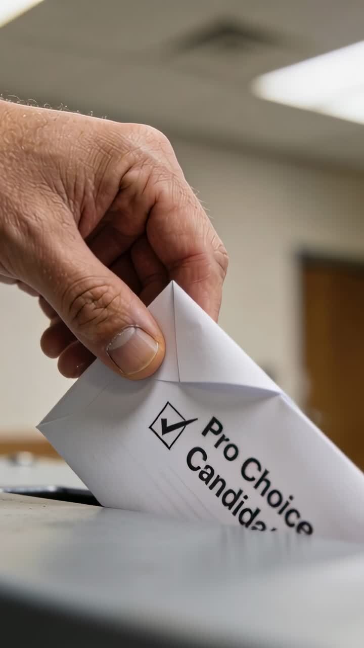 Mano che deposita una scheda elettorale per un candidato a favore della libertà di scelta alle elezioni