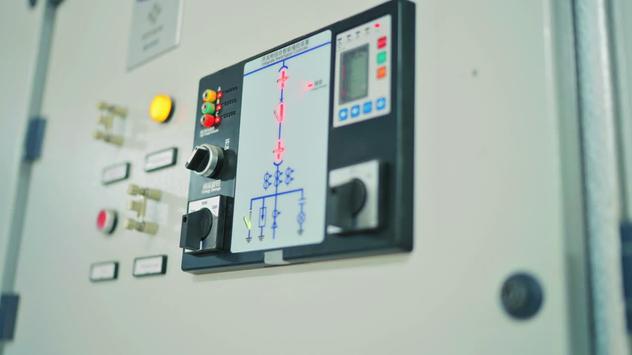 Moderns electrical equipment. Closeup of control panel system