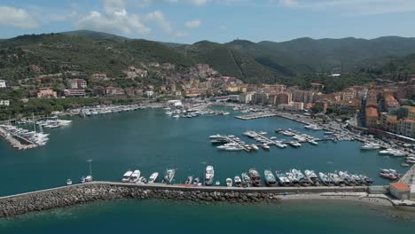 harbor drone shot porto santo stefano