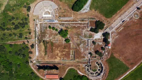 aerial view of surviving ruins of bergama asklepion an ancient medical center