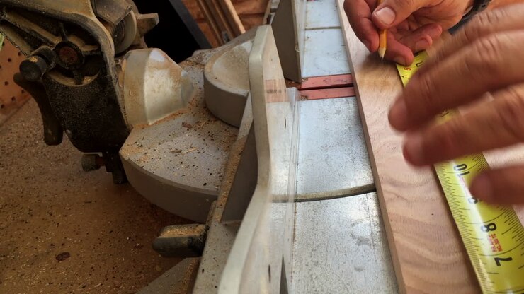 Measuring oak wood board