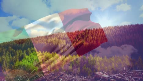animación de la bandera de italia ondeando sobre el paisaje