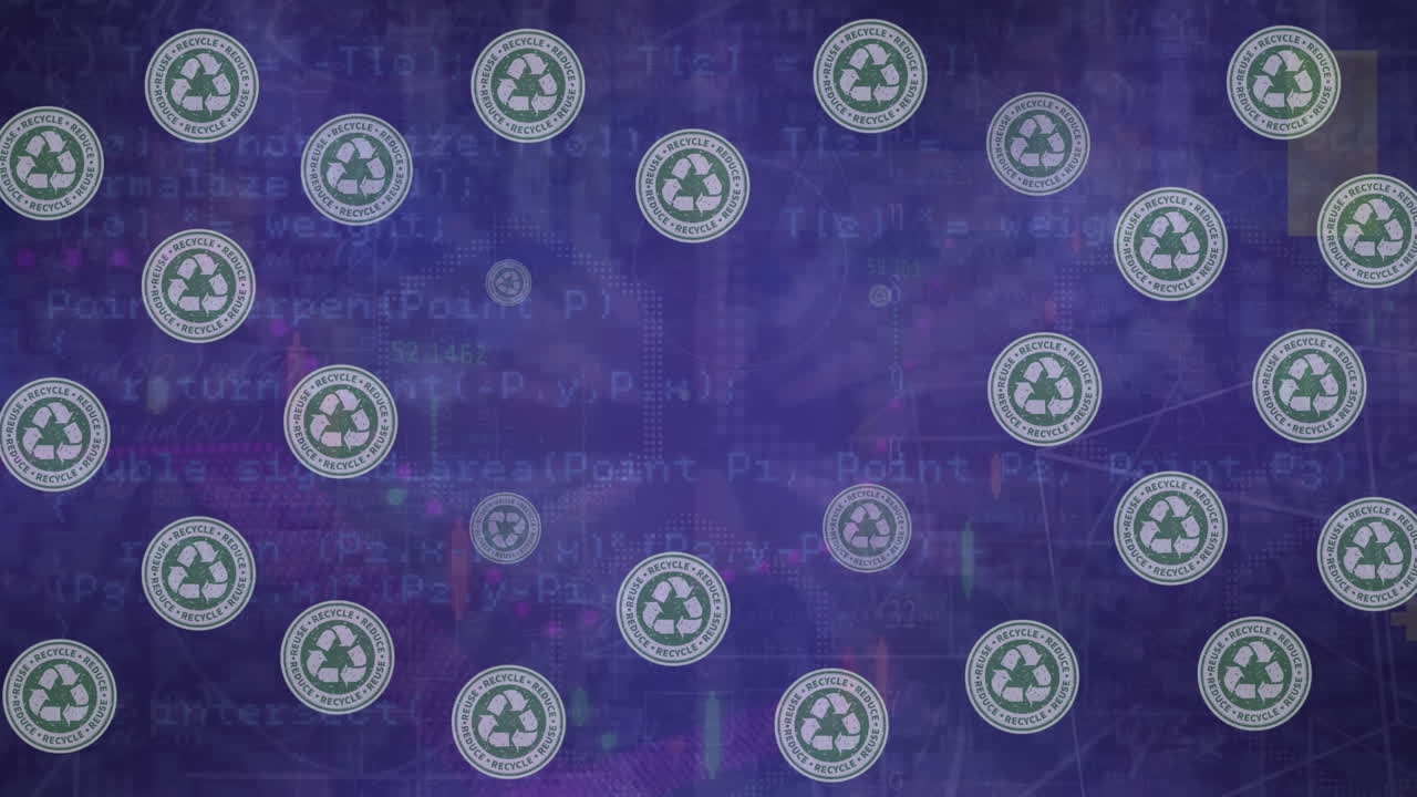 Animation of recycling icons over data processing