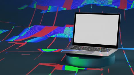 portátil moderno con pantalla blanca en blanco exhibición de producto vitrina precio especial descuento animación renderización 3d producto de alta tecnología