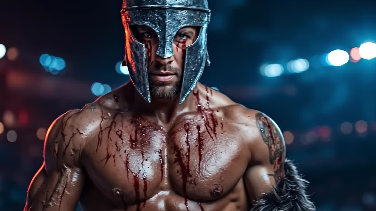 A man in a helmet with blood on his face