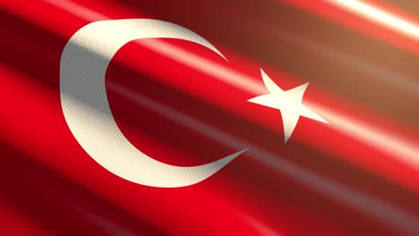60fps bright shiny velvet turkey flag colored in red, white waving background, 3d uhd 4k seamless loopable animation