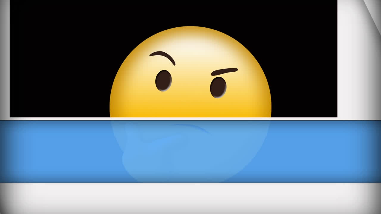 Animation of thinking emoji icon with frame on white background