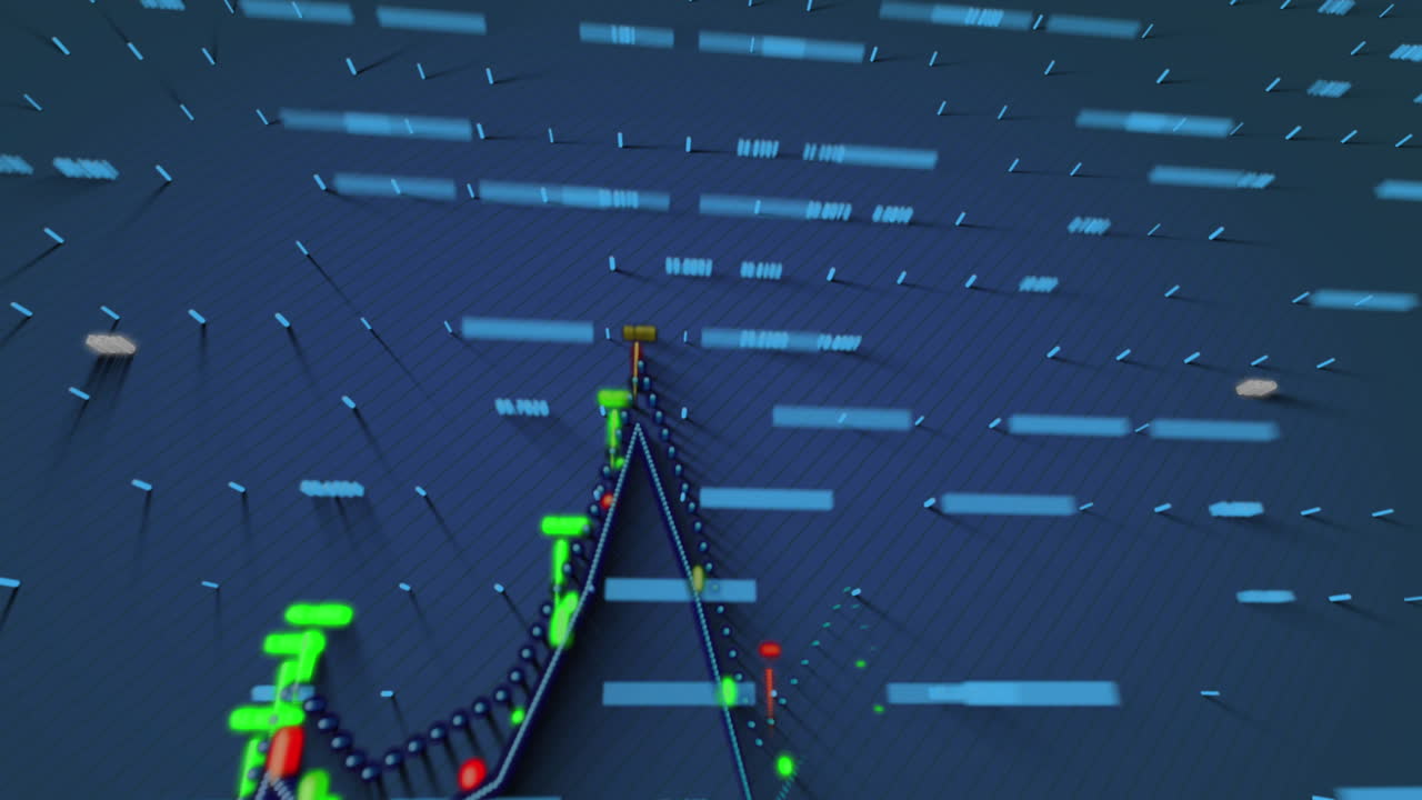 네이비 배경에 있는 그래프와 파란색 값의 애니메이션