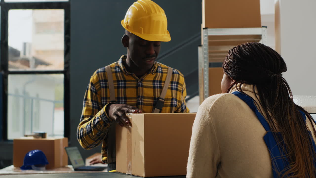 Warehouse Workers with Boxes