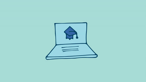 animation of laptop icon moving on gray background