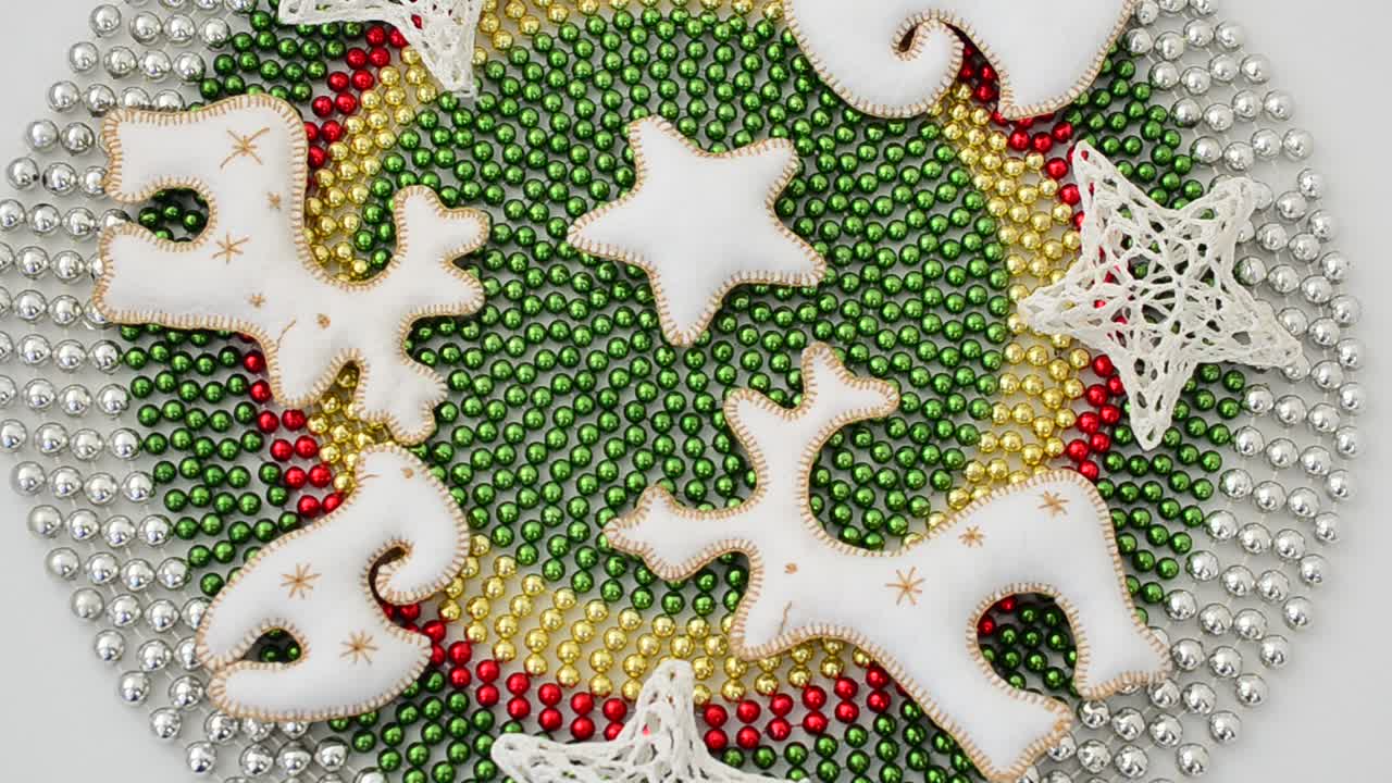 Christmas garland and toys, background. Shooting in the movement