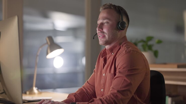 Mand, callcenter og taler om natten