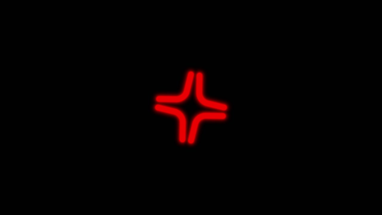 Red angry expression sign animation isolated on black background