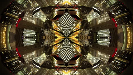 timelapse of tokyo city scene and skyline made into abstract fisheye tiny planet