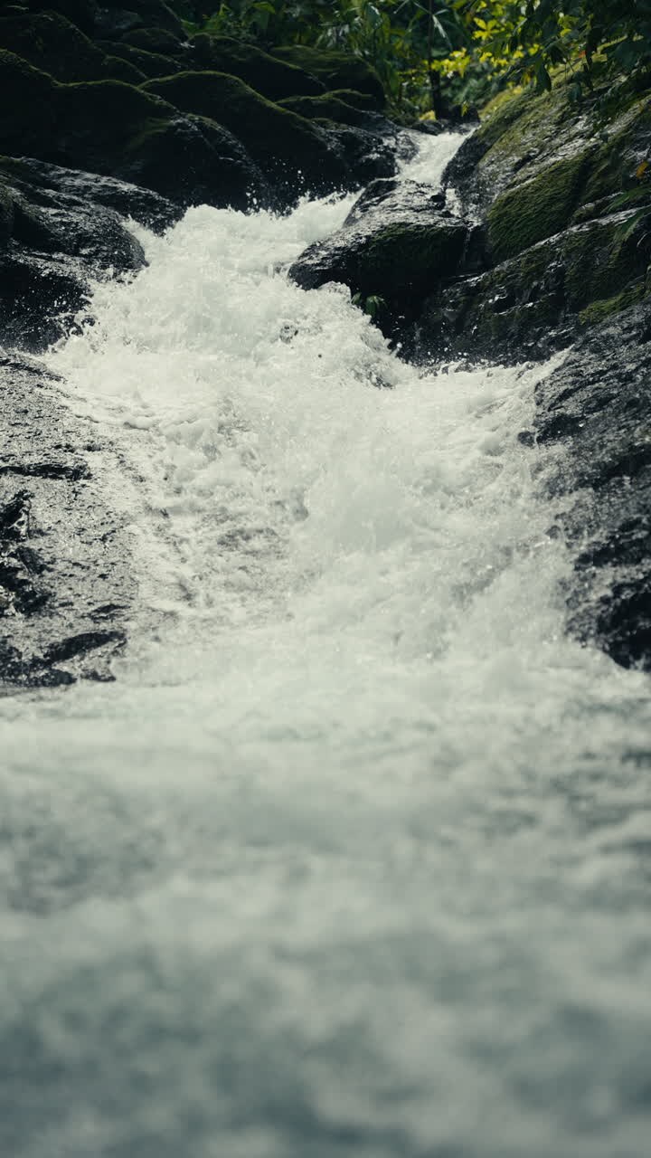 A scenic waterfall with flowing water