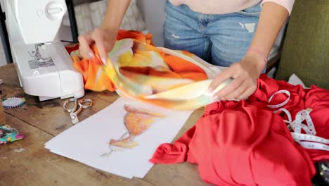 crop seamstress choosing fabric for dress