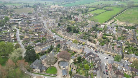 chipping campden cotswold market town establishing shot drone aerial view