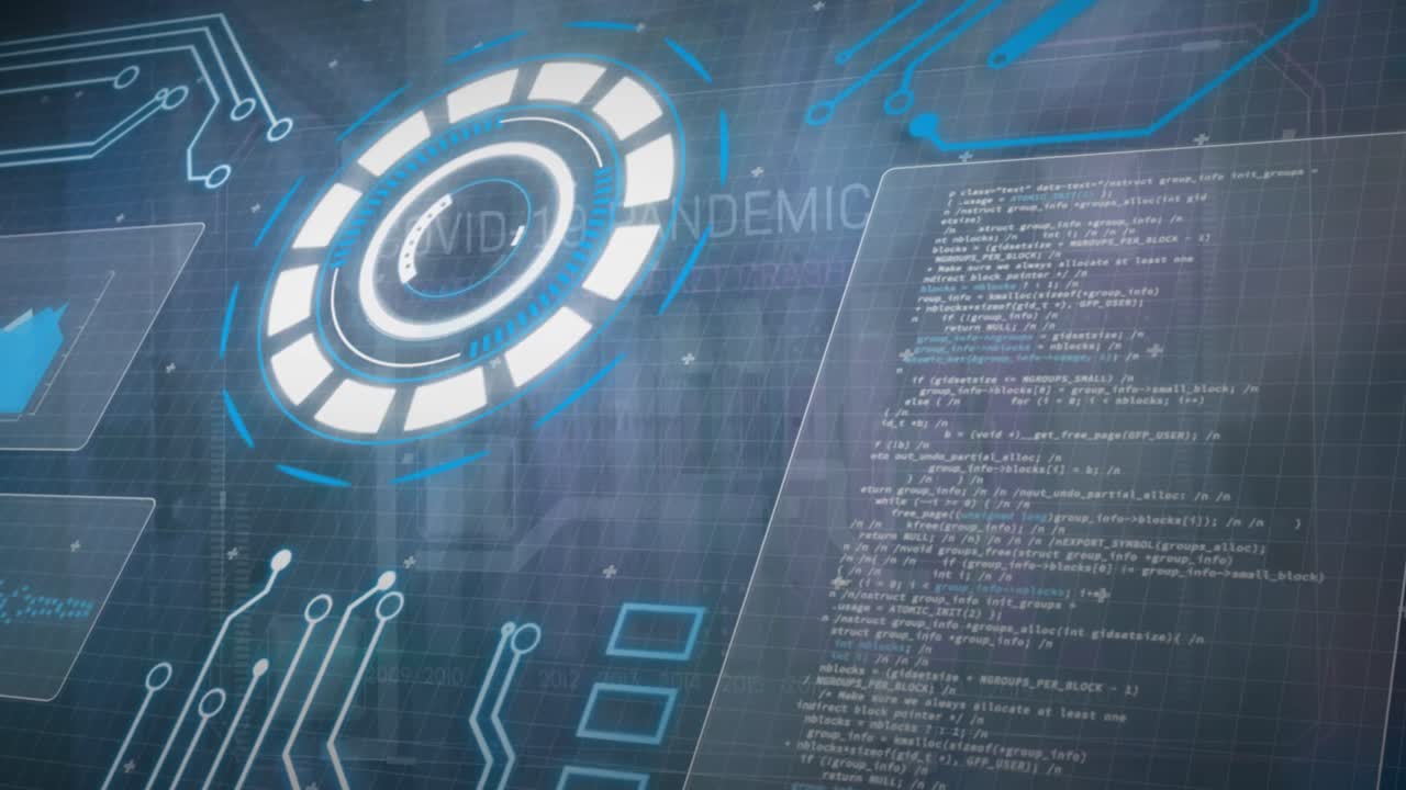 animación del procesamiento de datos sobre la pila de cerraduras y placas de circuitos