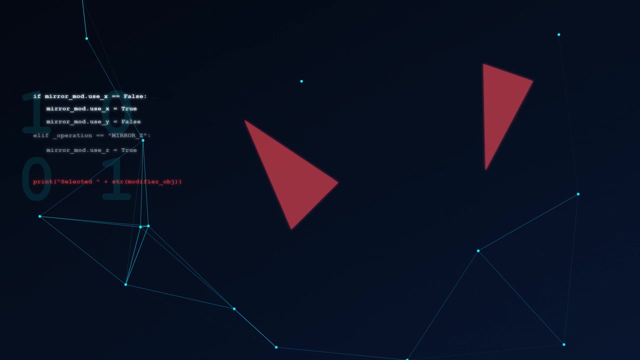 Abstract Digital Background with Programming Code and Geometric Shapes