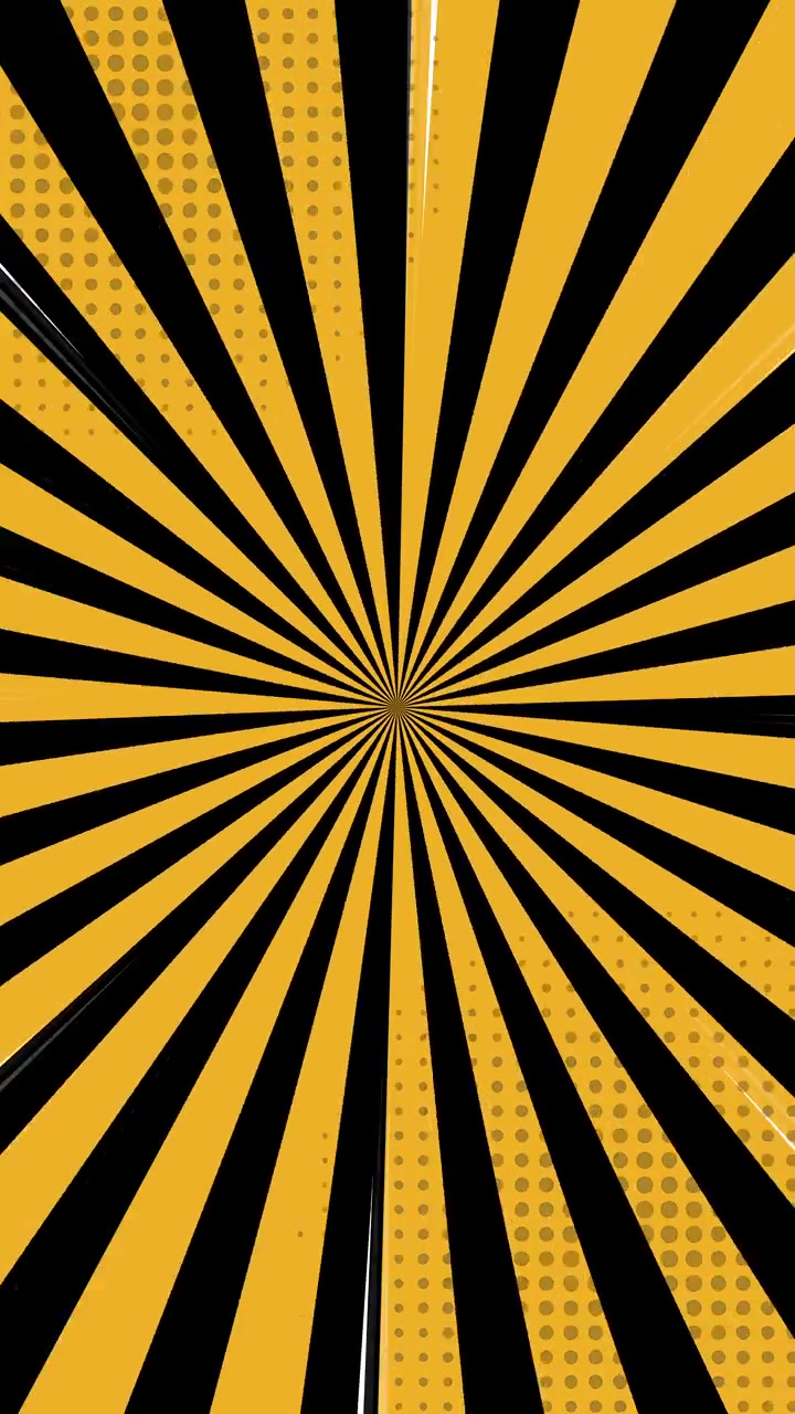 Animated Comic Book Style Sunburst Background in Yellow and Black