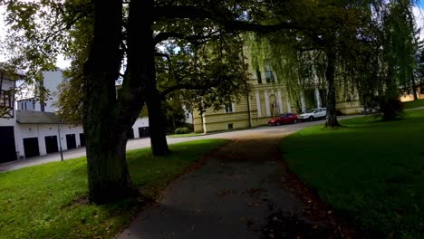 A-running-shot-of-a-residential-complex-where-few-apartments-are-seen